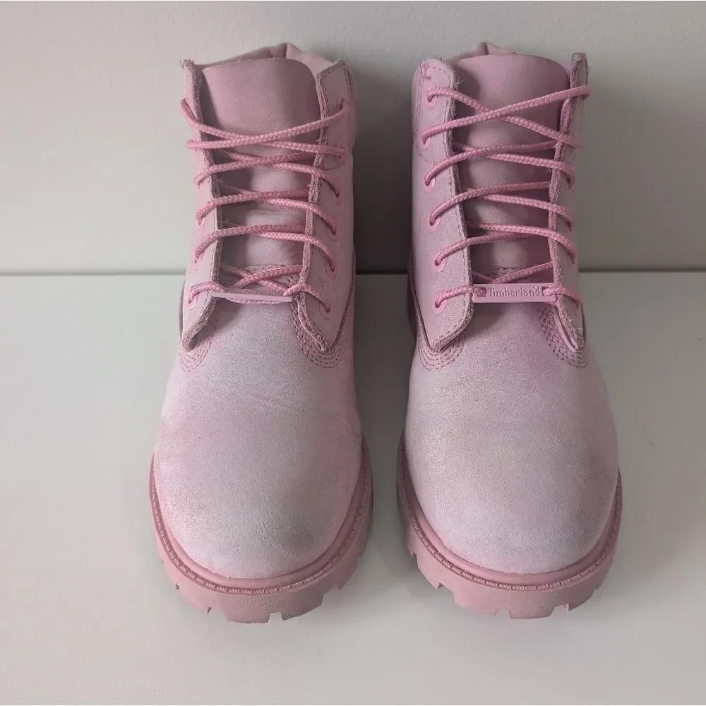 Timberland Girls' 6-inch Premium Pink Leather  Waterproof Boots (3)